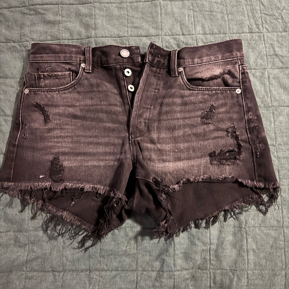 Blank NYC Black Distressed Jean Shorts